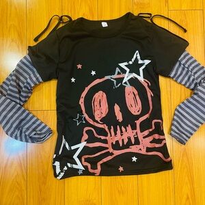 Black and Gray Kids Skull Shirt